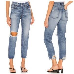 Moussy Vintage Denim High-rise Marshall Boyfriend Distressed Jean 100% Cotton 25